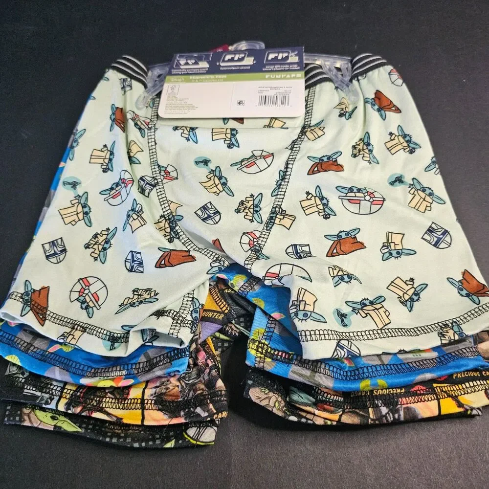 NWT Boys Star Wars Mandalorian Boxers Size 6 Pack 4 Boxer Briefs Moisture Wick